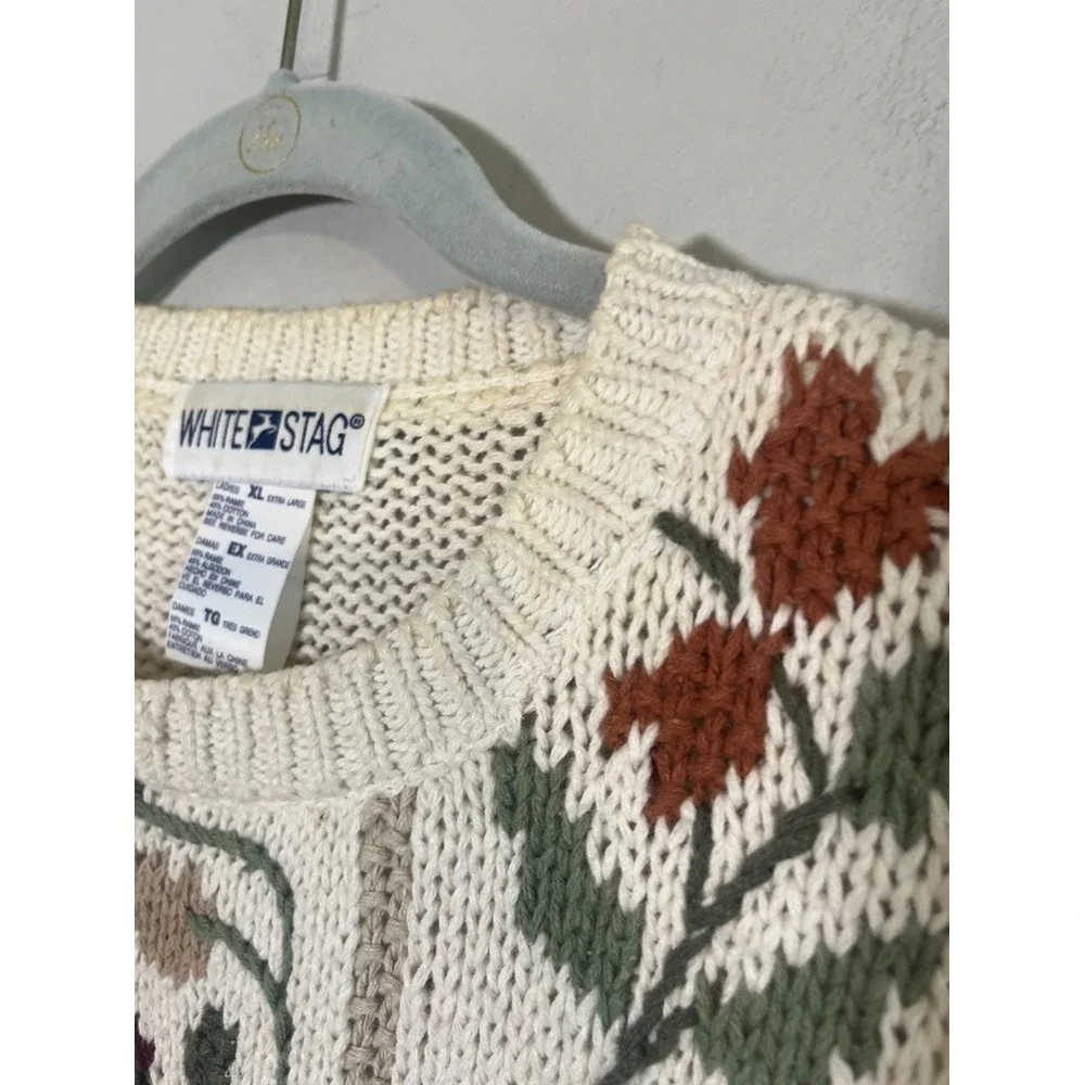 Chunky Knit Patchwork Tunic Sweater XL Classic Grandma Boho Indie Preppy 80s